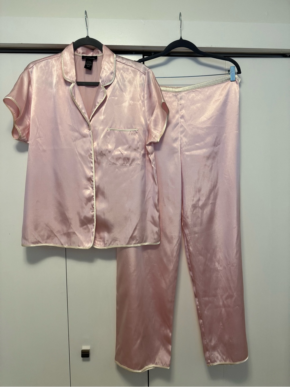 Jones New York Pale Pink Satin Short-Sleeve Pajama Set - Size M